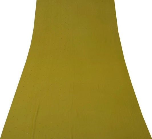 Blend Georgette Silk Vintage Sari Remnant Scrap Fabric for Sewing Craft Green