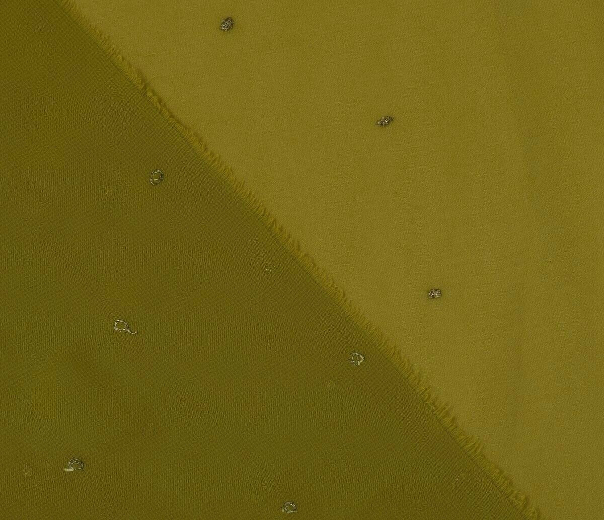 Blend Georgette Silk Vintage Sari Remnant Scrap Fabric for Sewing Craft Green