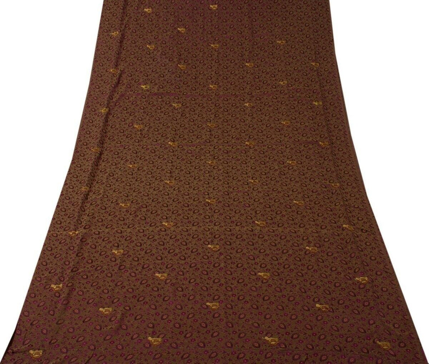 Indian Art Silk Woven Embroidered Vintage Sari Remnant Scrap Fabric Sew Craft