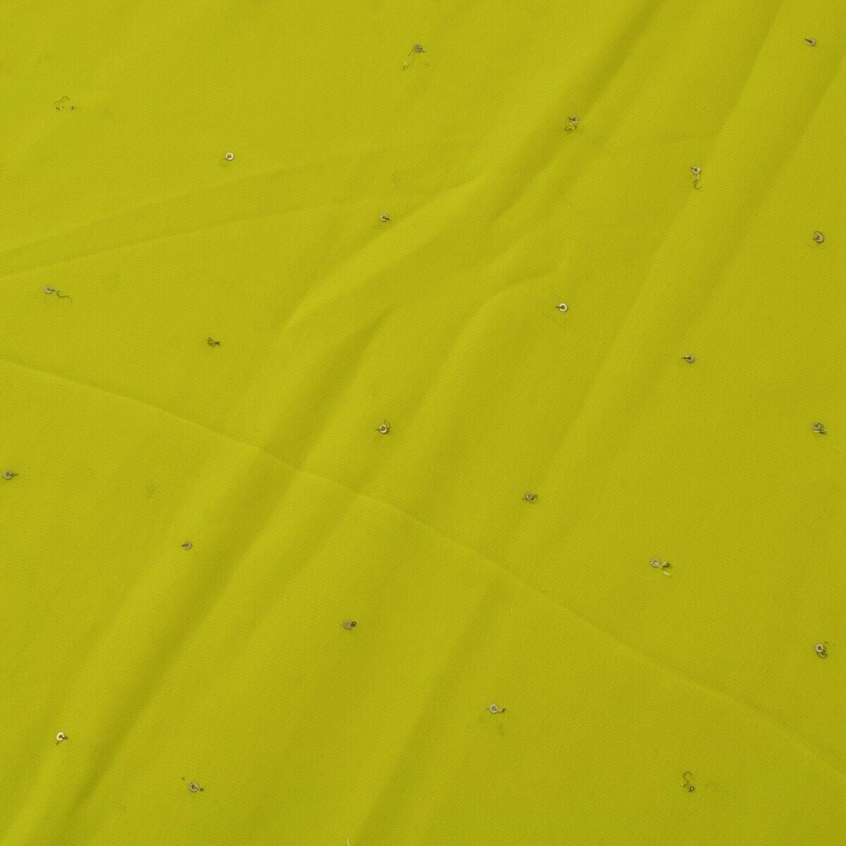 Blend Georgette Silk Green Vintage Sari Remnant Scrap Fabric for Sewing Craft