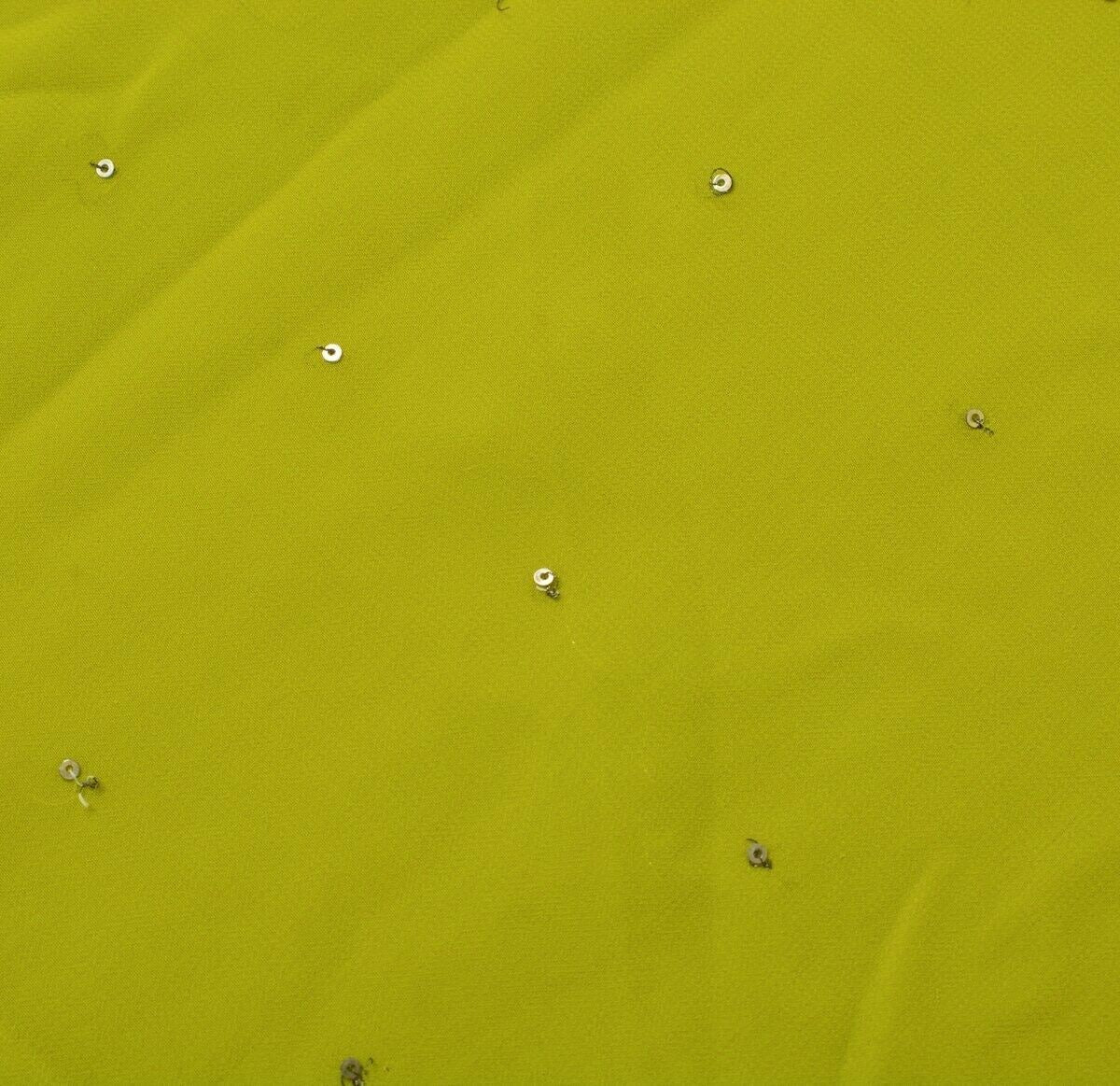 Blend Georgette Silk Green Vintage Sari Remnant Scrap Fabric for Sewing Craft