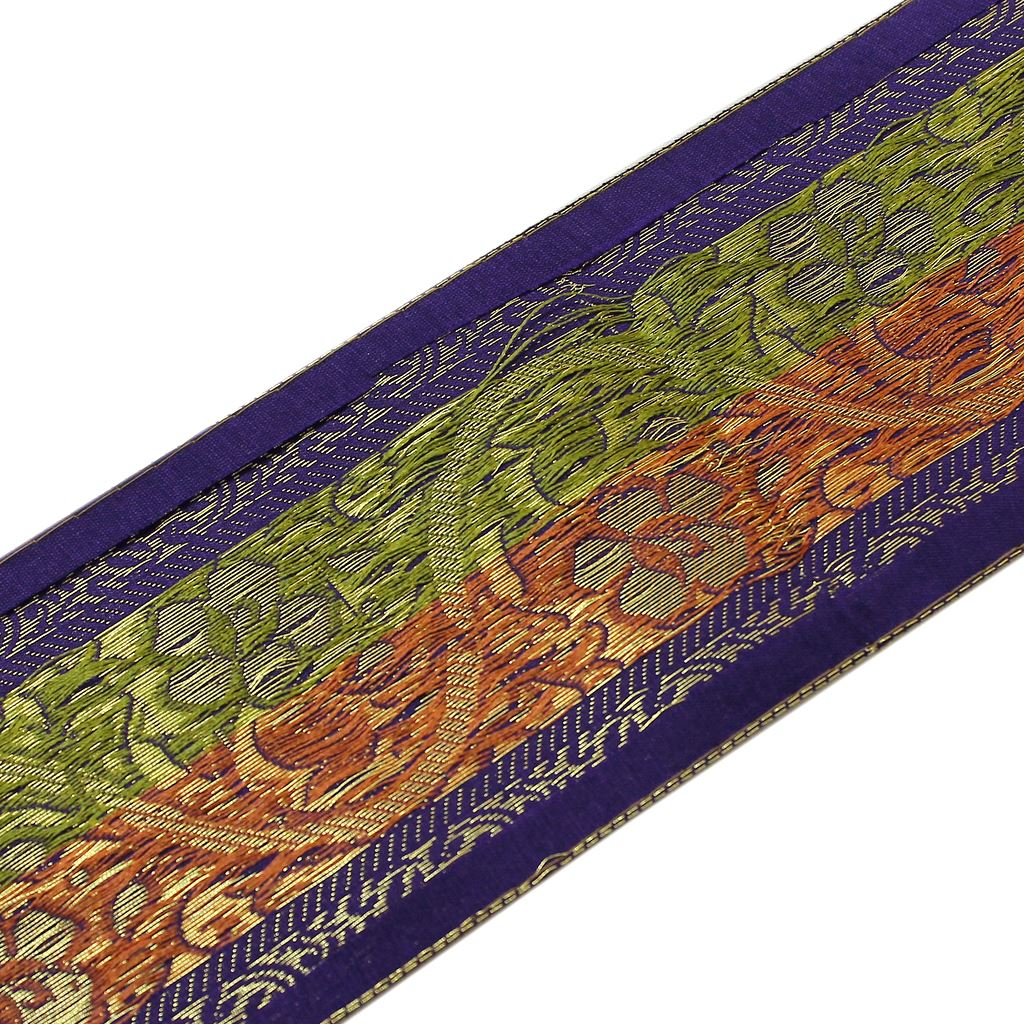 3 Yard Woven Zari Brocade Indian Faux Silk Border Trim Lace Ribbon Deep Purple