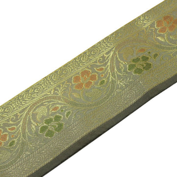 3 Yard Woven Zari Brocade Indian Faux Silk Border Trim Lace Ribbon Deep Gray