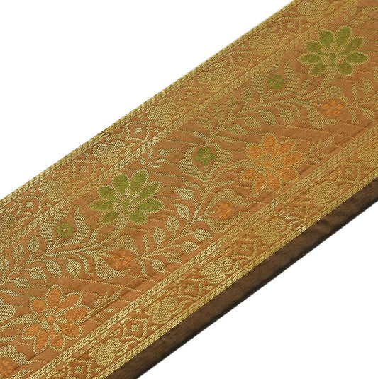 3 Yard Woven Zari Brocade Indian Faux Silk Border Trim Lace Ribbon Peach Shades