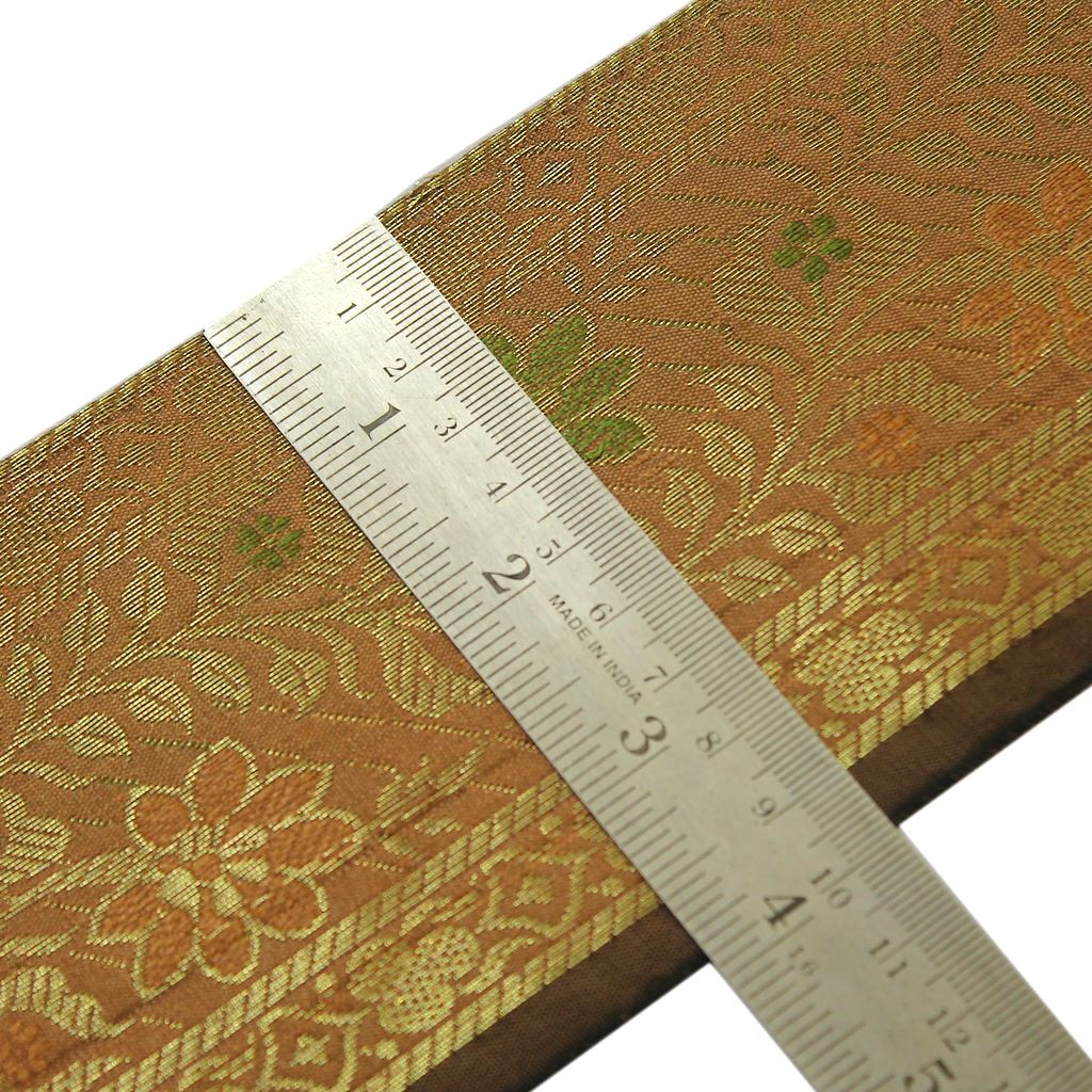 3 Yard Woven Zari Brocade Indian Faux Silk Border Trim Lace Ribbon Peach Shades