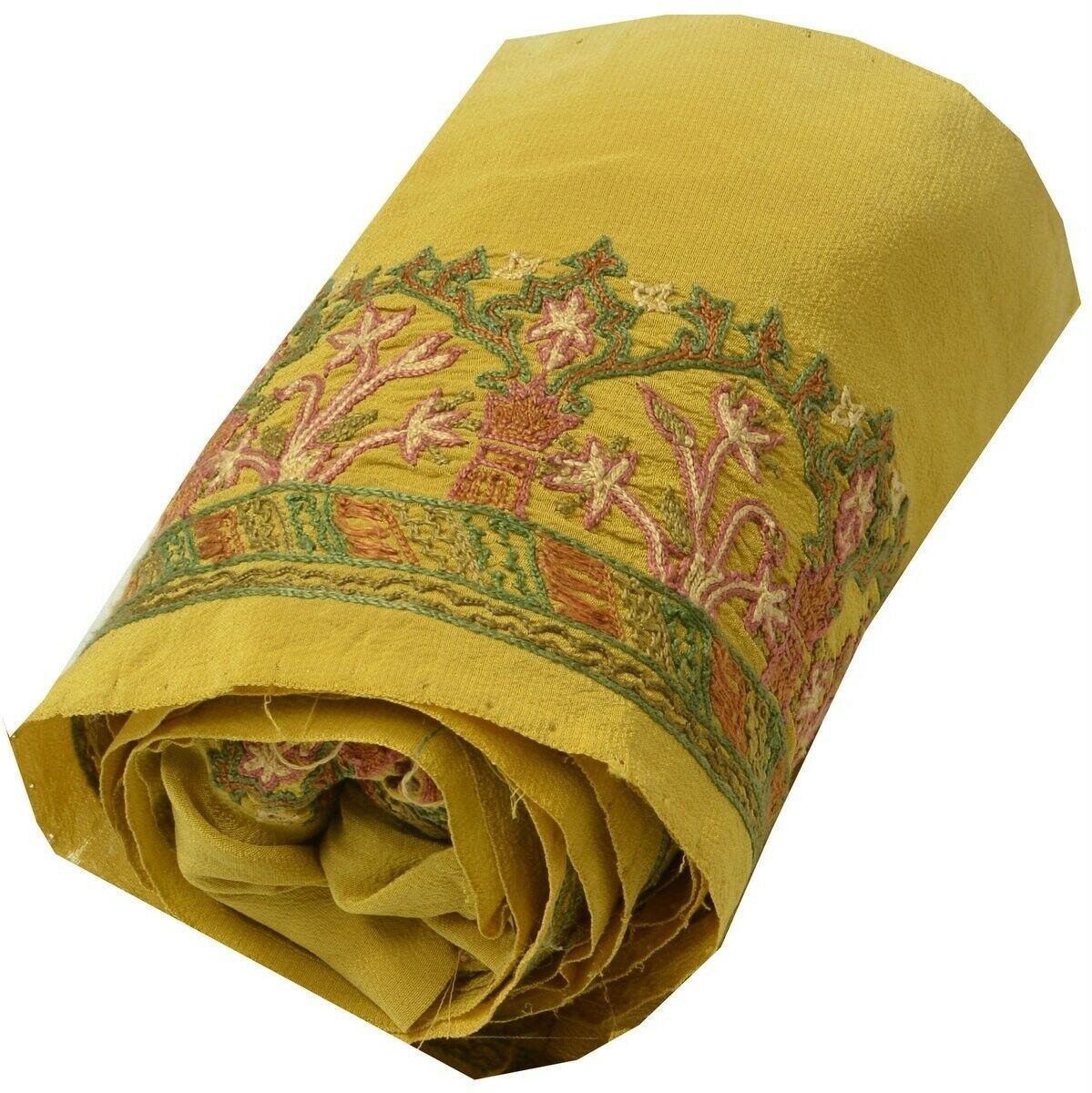 Vintage Sari Border Indian Craft Trim Embroidered Sewing Ribbon Lace Cream