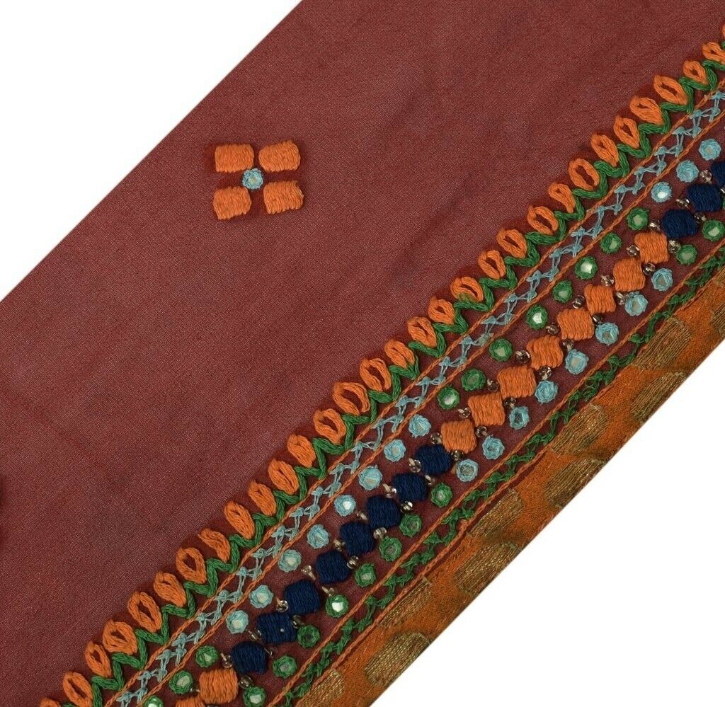 Vintage Saree Sewing Trim Indian Craft Border Hand Embroidered Lace Maroon