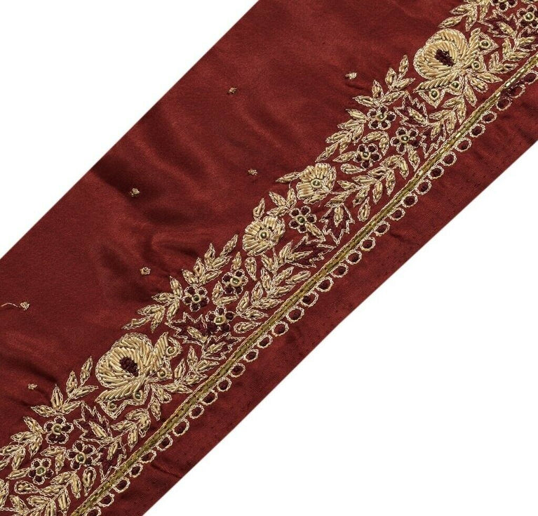 Vintage Saree Sewing Trim Indian Craft Border Hand Beaded Embroidered Lace