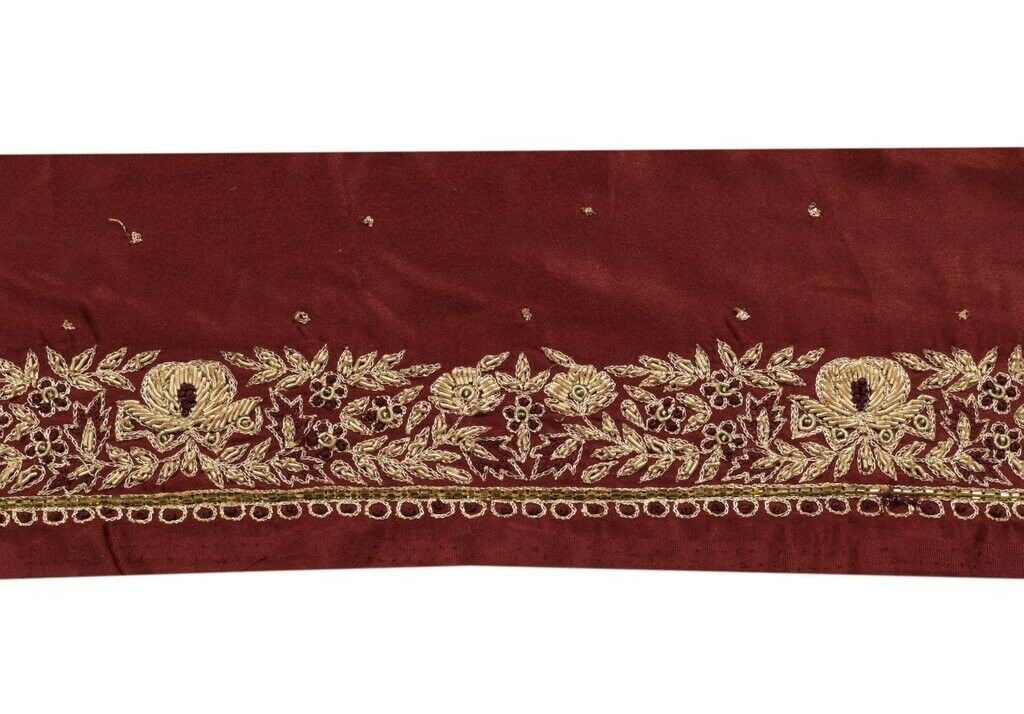 Vintage Saree Sewing Trim Indian Craft Border Hand Beaded Embroidered Lace