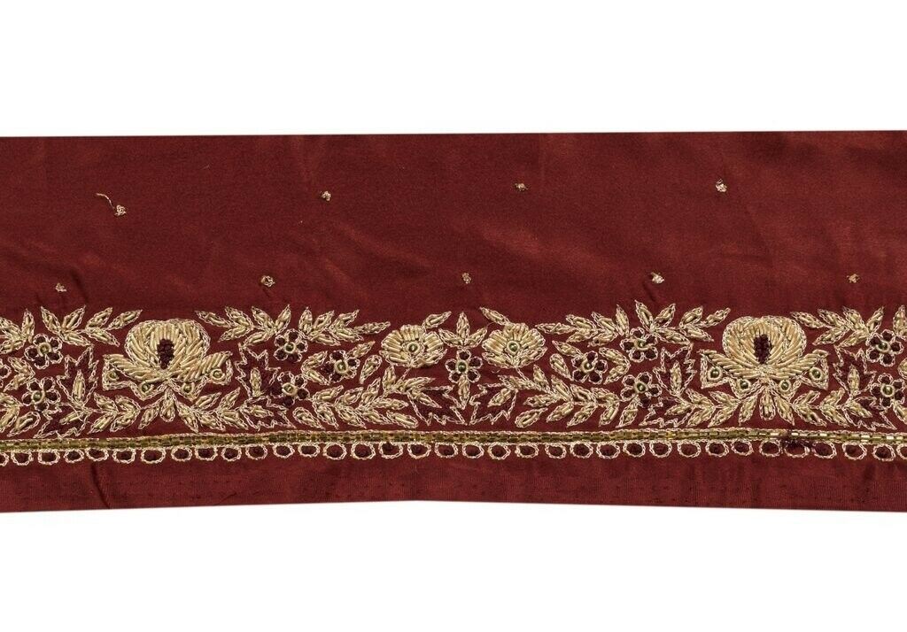 Vintage Saree Sewing Trim Indian Craft Border Hand Beaded Embroidered Lace