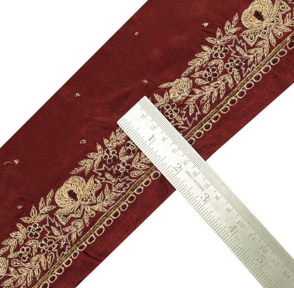Vintage Saree Sewing Trim Indian Craft Border Hand Beaded Embroidered Lace