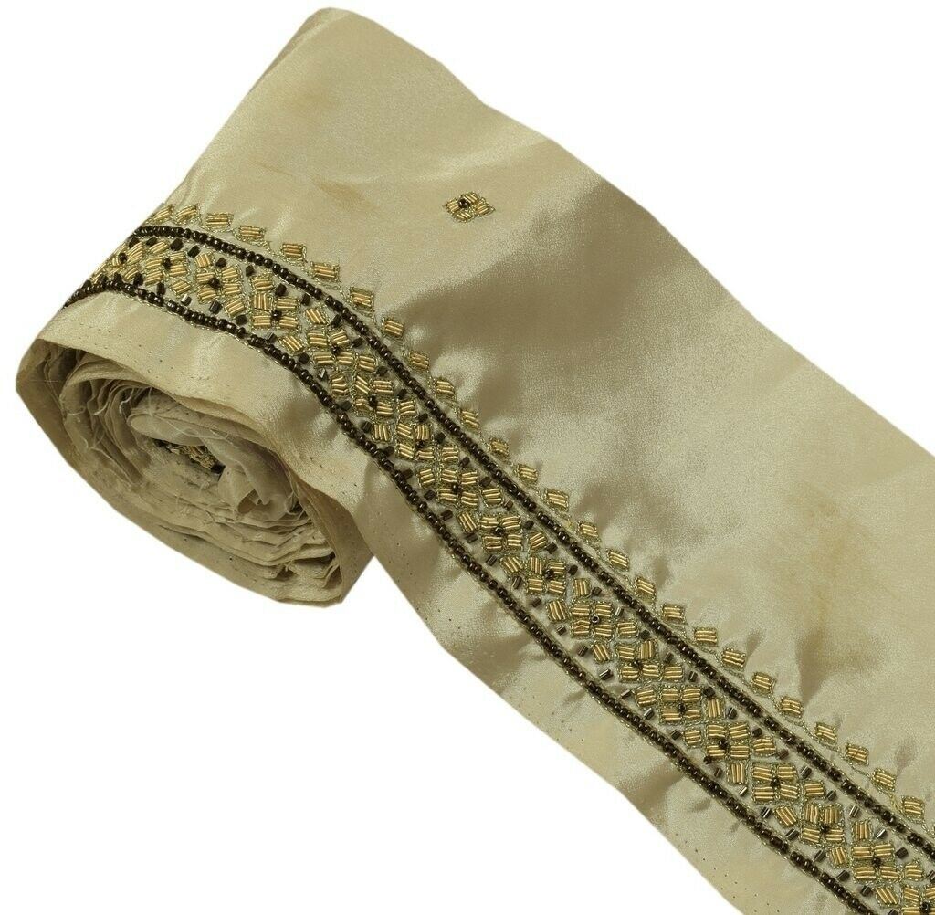 Vintage Sari Border Indian Craft Sewing Trim Hand Beaded Zardozi Ribbon Lace