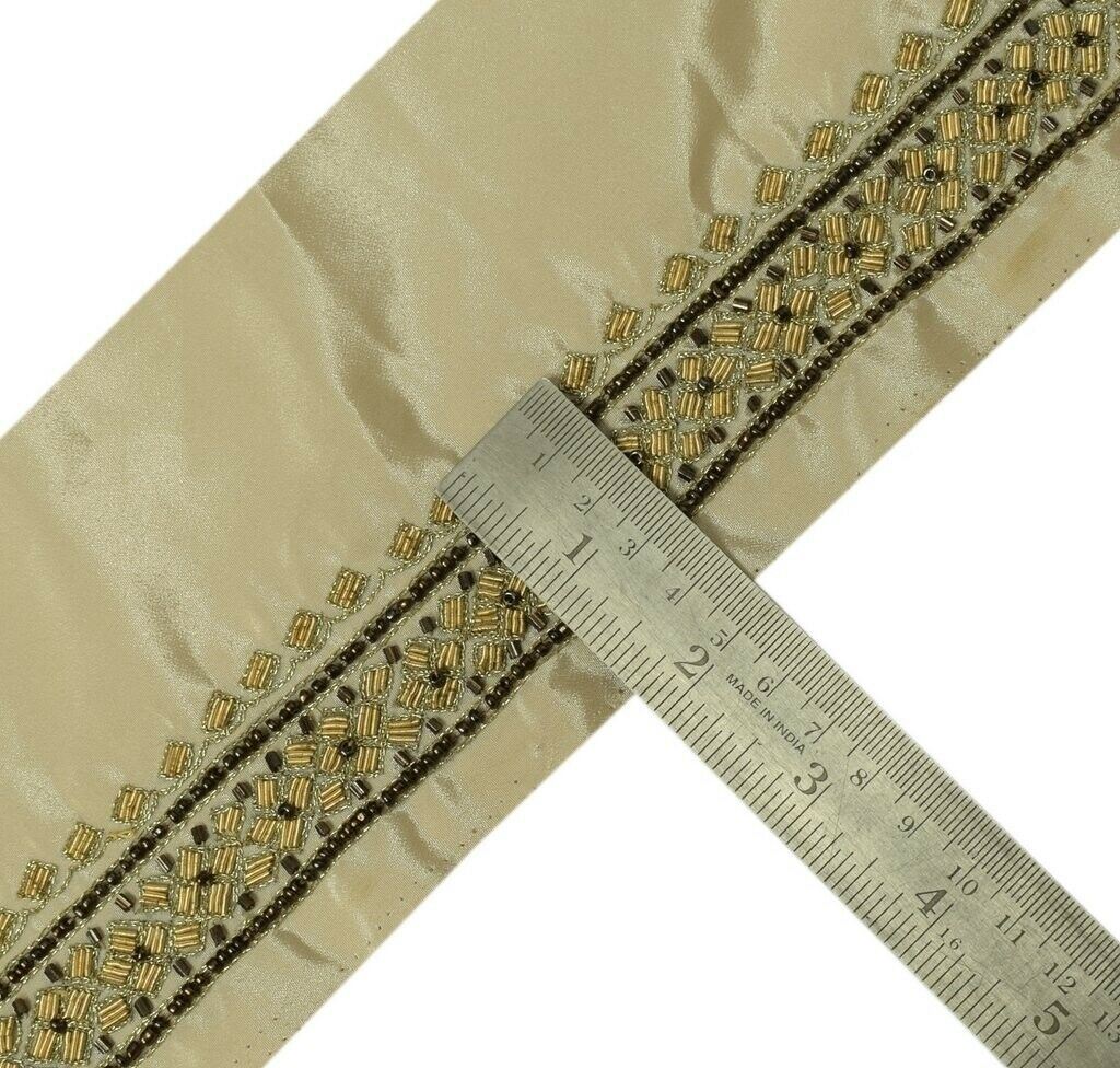 Vintage Sari Border Indian Craft Sewing Trim Hand Beaded Zardozi Ribbon Lace