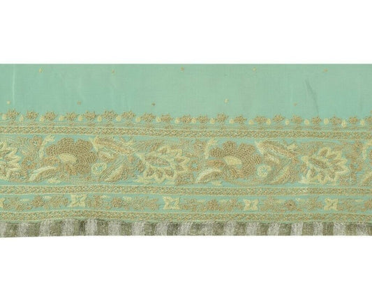 Vintage Sari Border Indian Craft Sewing Trim Embroidered Ribbon Lace Green
