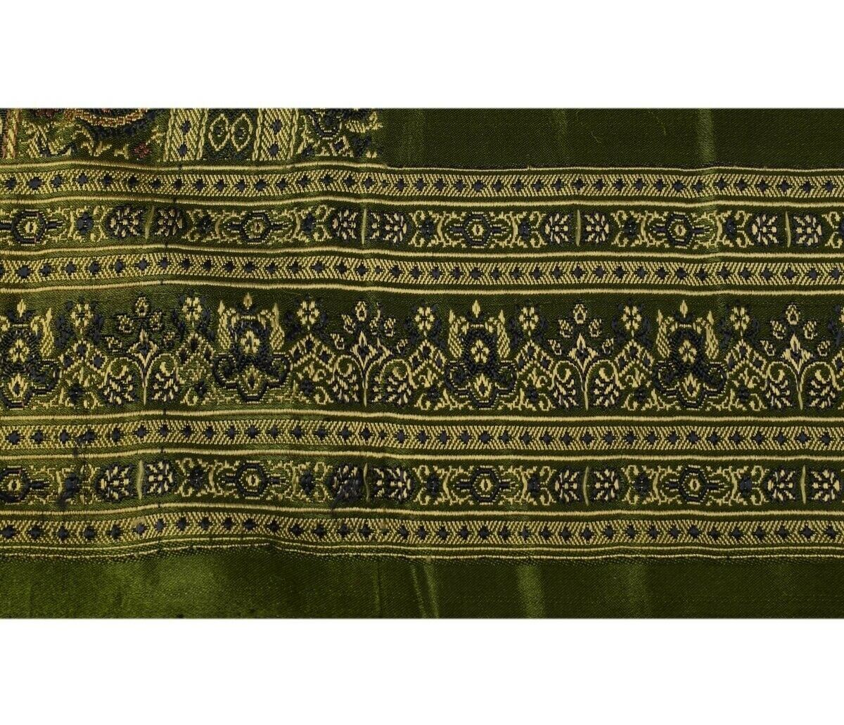 Vintage Sari Border Indian Craft Trim Woven Green Sewing Ribbon Lace