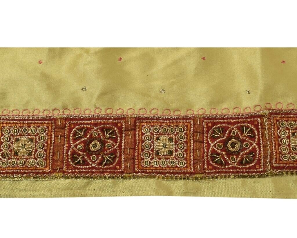 Vintage Sari Border Indian Craft Sewing Trim Hand Beaded Woven Ribbon Lace Red