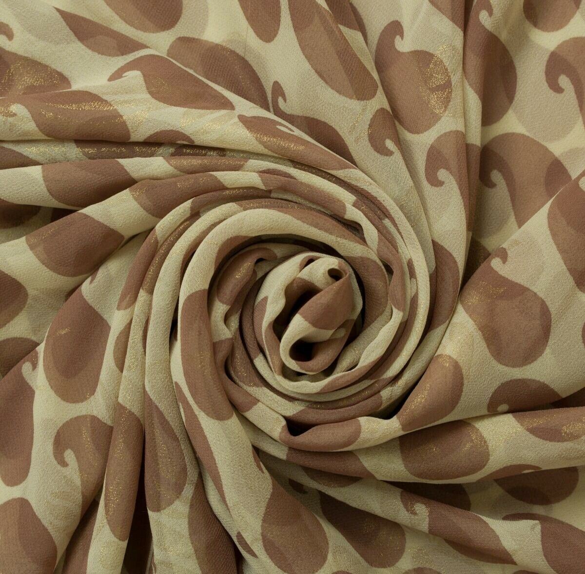 Blend Georgette Silk Printed Vintage Sari Remnant Scrap Fabric for Sewing Craft