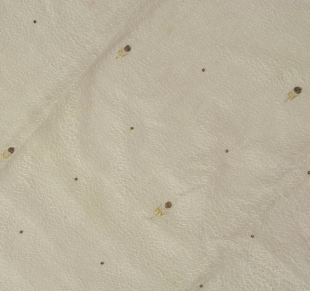 Vintage Sari Remnant Scrap Net Mesh Hand Beaded Fabric for Sewing Craft Mauve