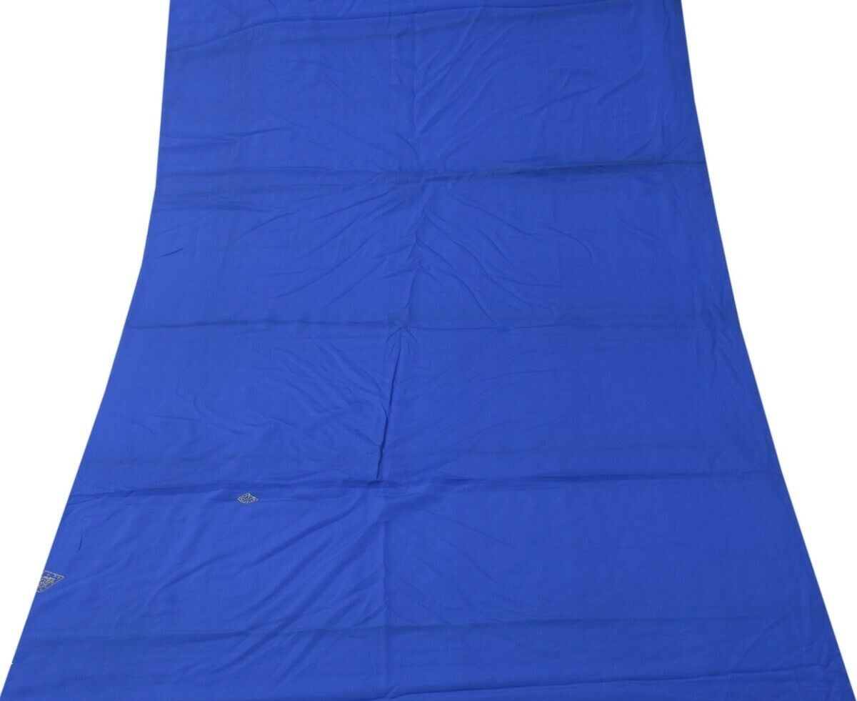 Blend Crepe Silk Blue Vintage Sari Remnant Scrap Fabric for Sewing Craft