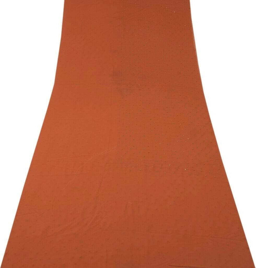 Blend Georgette Silk Vintage Sari Remnant Scrap Fabric for Sewing Craft Rust