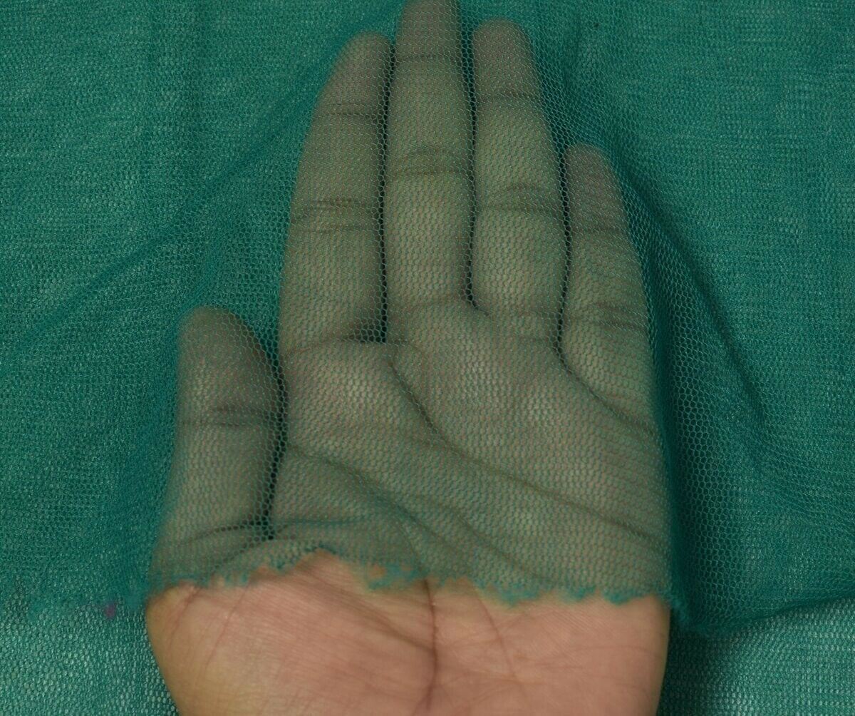 Green Vintage Sari Remnant Scrap NET Fabric for Sewing Craft