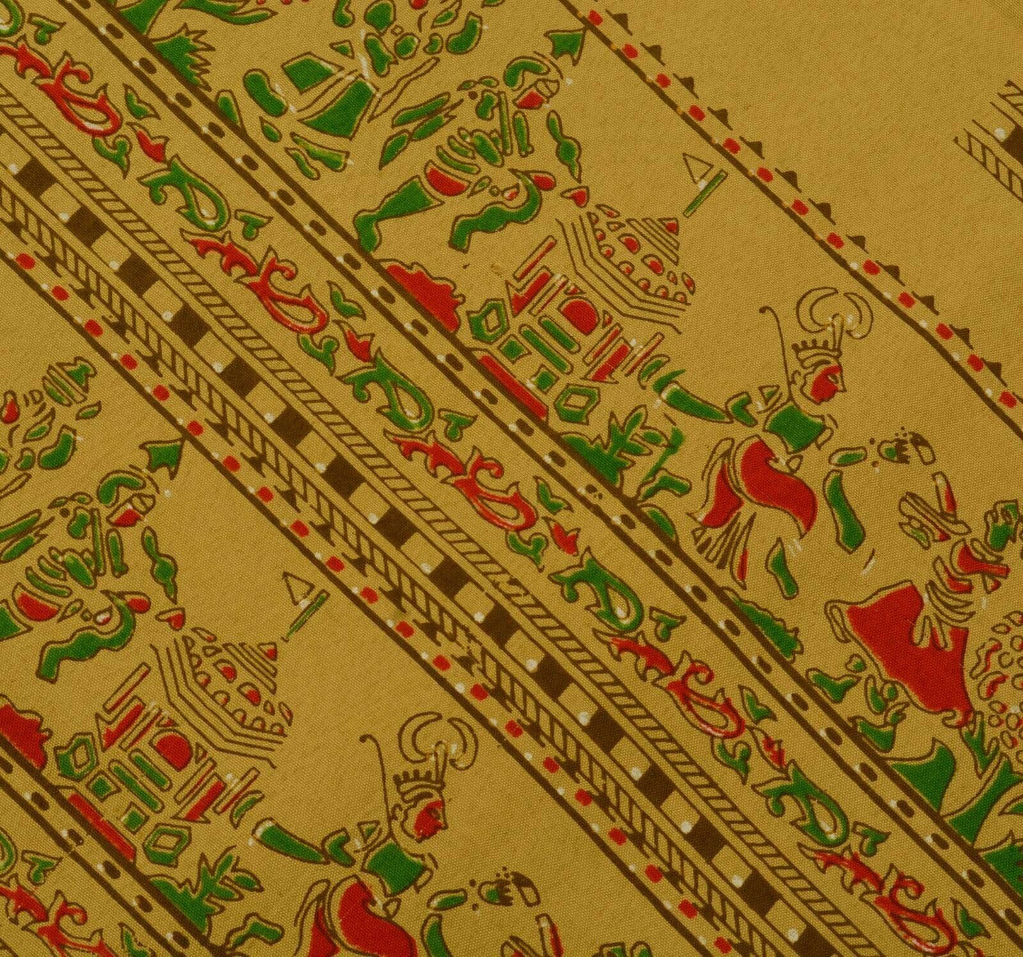 Vintage Indian Art Silk Scrap Saree Printed Craft Dress Sari Remnant Fabric