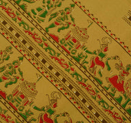 Vintage Indian Art Silk Scrap Saree Printed Craft Dress Sari Remnant Fabric