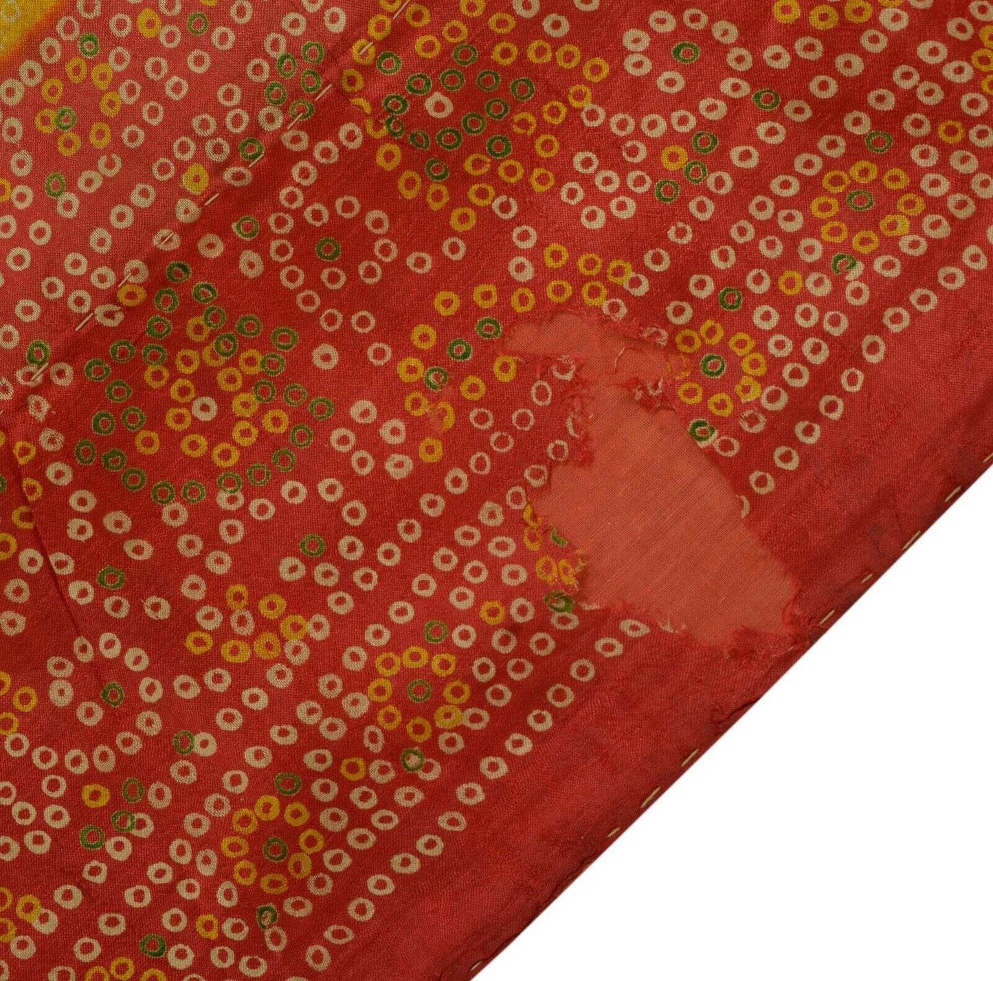 Vintage Indian Scrap Saree 100% Pure Silk Printed Craft Sari Remnant Fabric