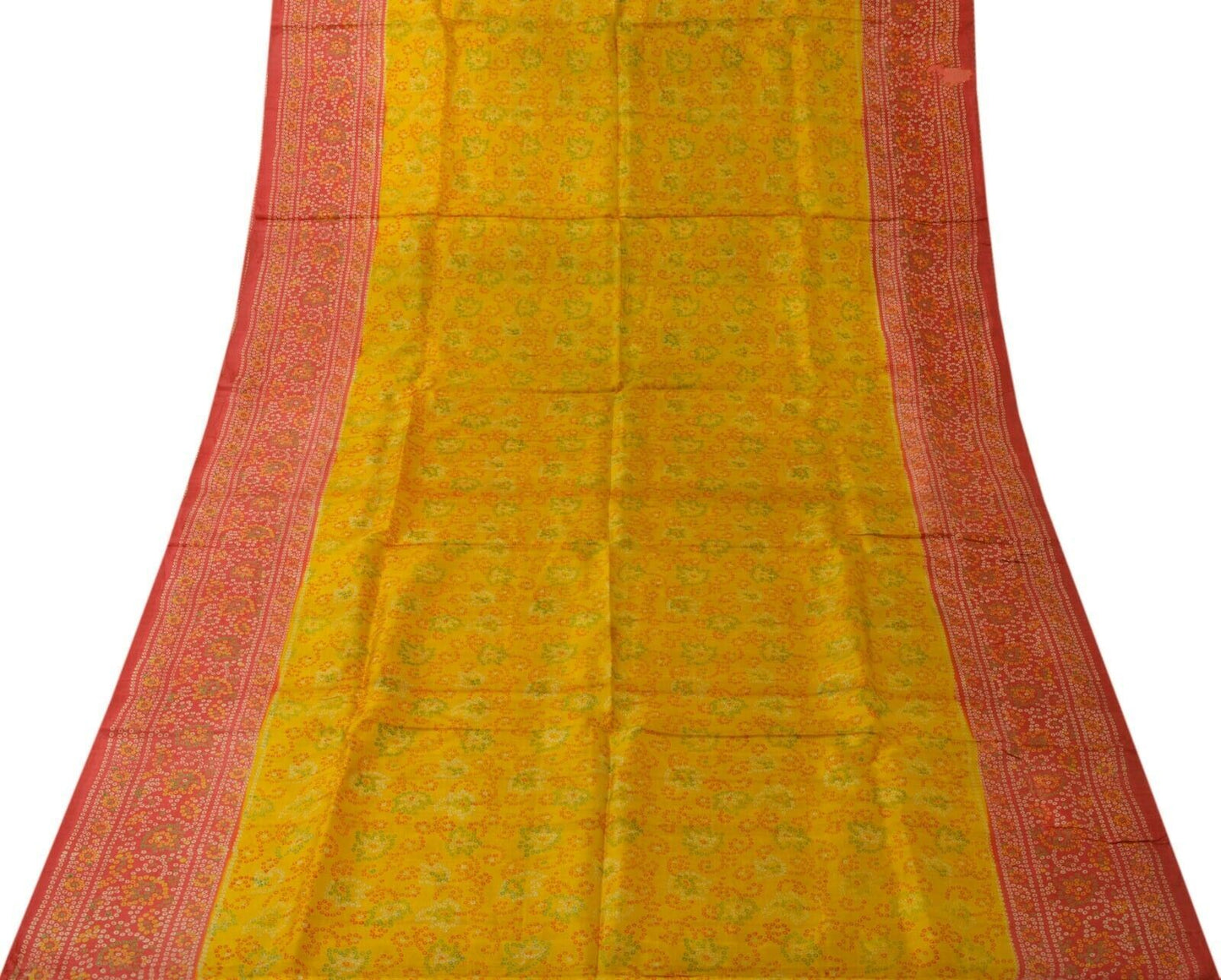 Vintage Indian Scrap Saree 100% Pure Silk Printed Craft Sari Remnant Fabric