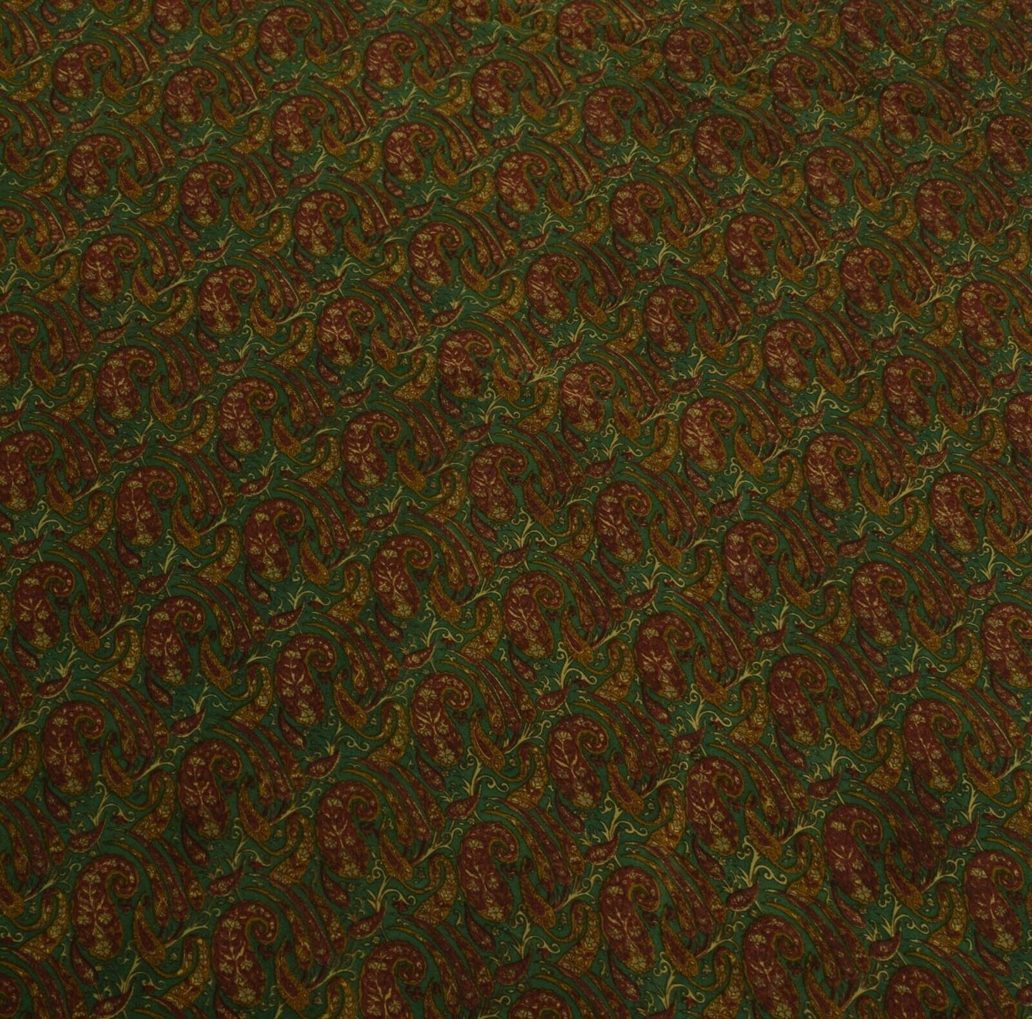 Vintage Scrap Saree 100% Pure Crepe Silk Printed Craft Green Remnant Fabric