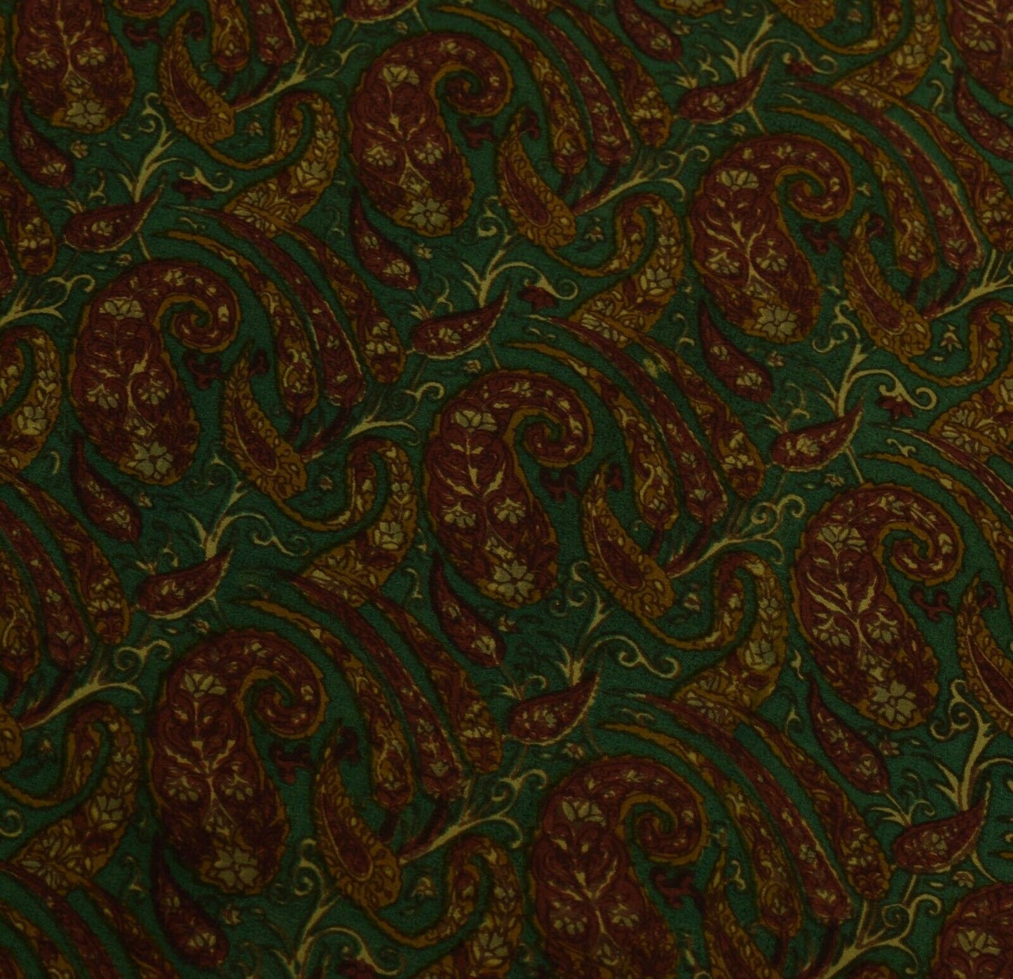 Vintage Scrap Saree 100% Pure Crepe Silk Printed Craft Green Remnant Fabric