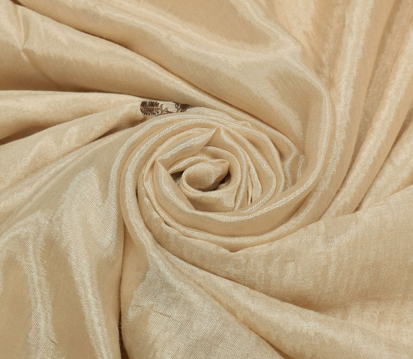 Sushila Vintage Cream Saree Blend Silk Embroidered Floral Sari Craft Fabric