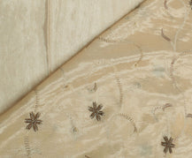 Sushila Vintage Cream Saree Blend Silk Embroidered Floral Sari Craft Fabric