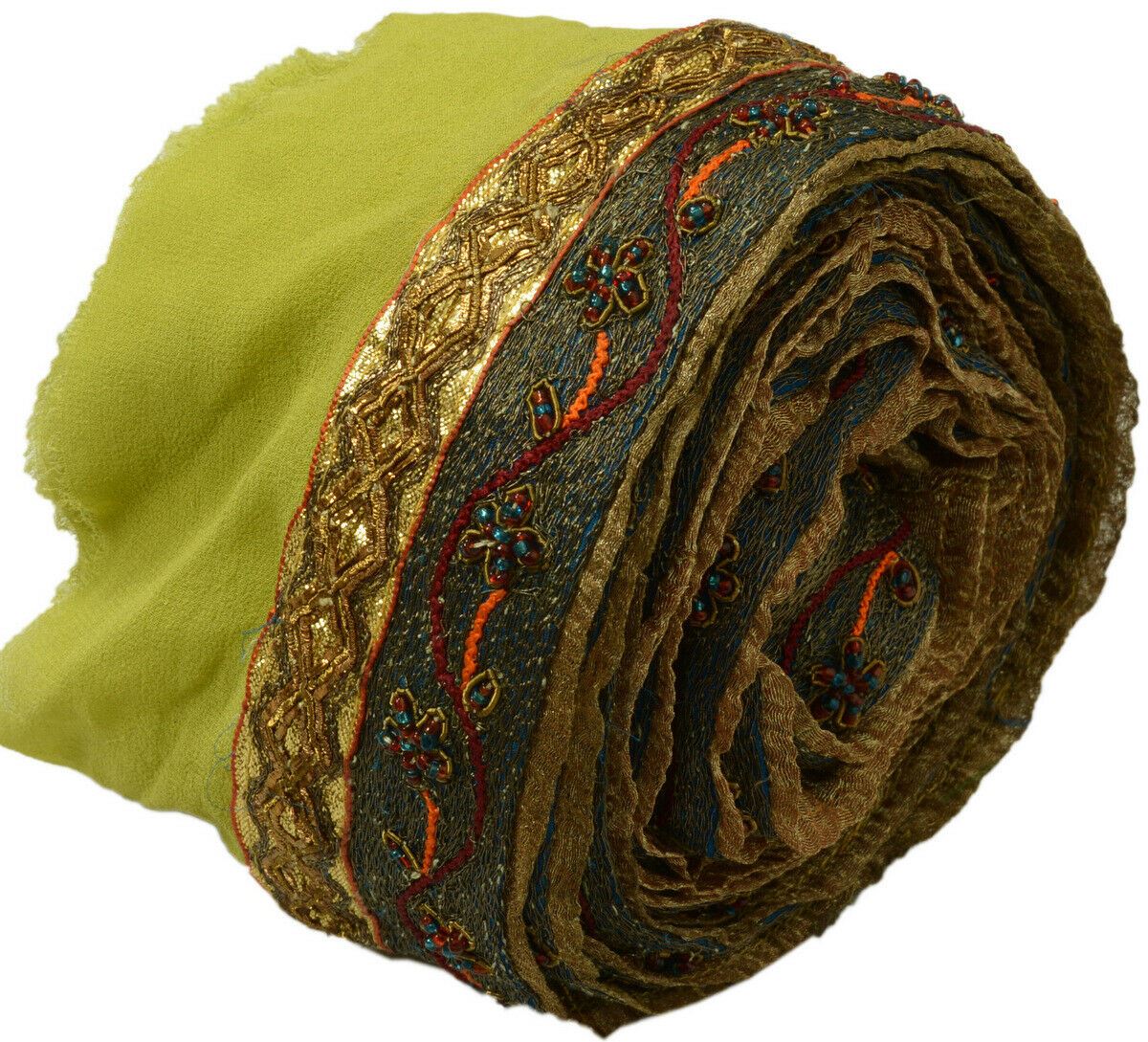 Antique Vintage Saree Border Indian Craft Trim Beaded Embroidered Ribbon Lace