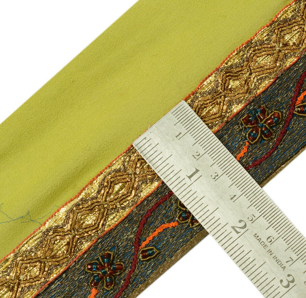 Antique Vintage Saree Border Indian Craft Trim Beaded Embroidered Ribbon Lace