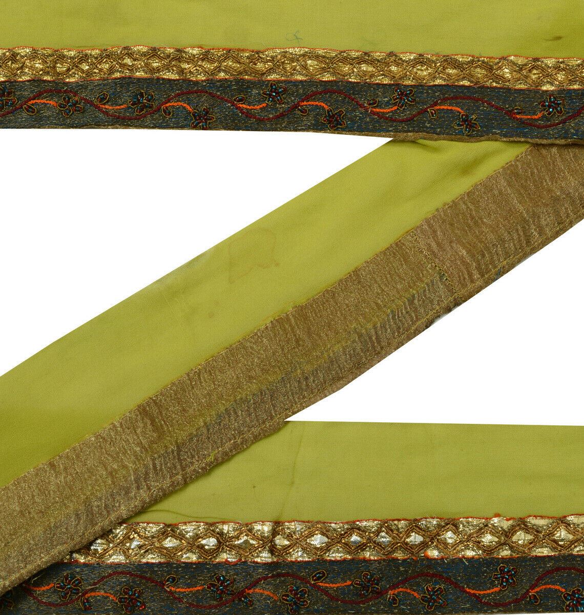 Antique Vintage Saree Border Indian Craft Trim Beaded Embroidered Ribbon Lace