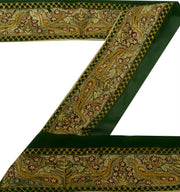 Antique Vintage Saree Border Indian Craft Trim Embroidered Green Ribbon Lace