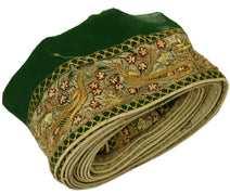 Antique Vintage Saree Border Indian Craft Trim Embroidered Green Ribbon Lace