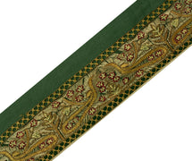 Antique Vintage Saree Border Indian Craft Trim Embroidered Green Ribbon Lace