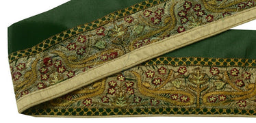 Antique Vintage Saree Border Indian Craft Trim Embroidered Green Ribbon Lace