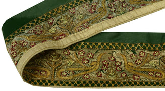 Antique Vintage Saree Border Indian Craft Trim Embroidered Green Ribbon Lace