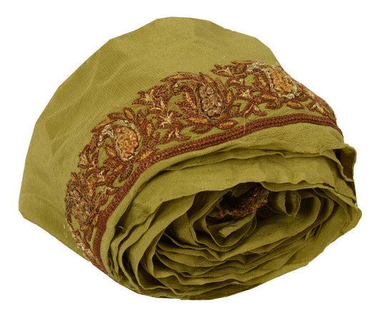 Antique Vintage Saree Border Indian Craft Trim Embroidered Beaded Green Ribbon