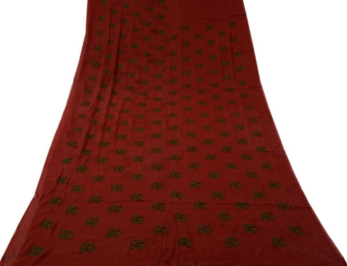 Pure Georgette Silk Vintage Sari Remnant Scrap Fabric for Sewing Craft Magenta