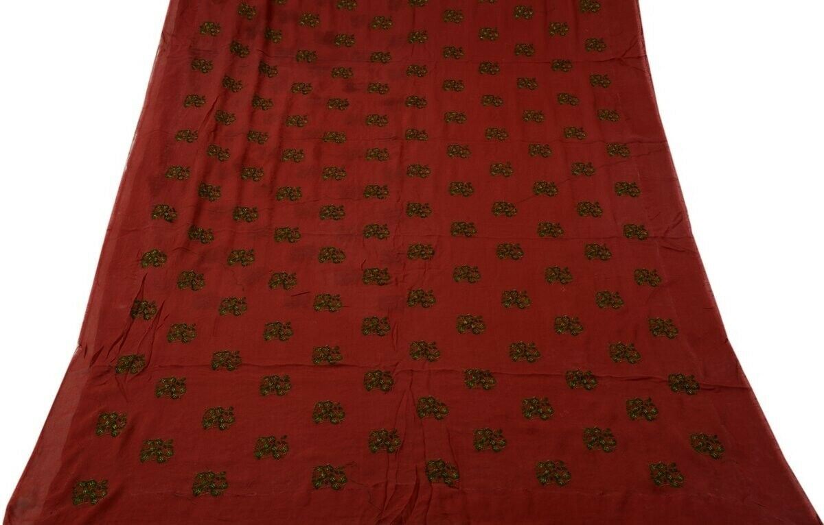 Pure Georgette Silk Vintage Sari Remnant Scrap Fabric for Sewing Craft Magenta