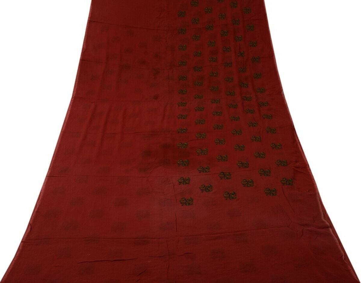Pure Georgette Silk Vintage Sari Remnant Scrap Fabric for Sewing Craft Magenta