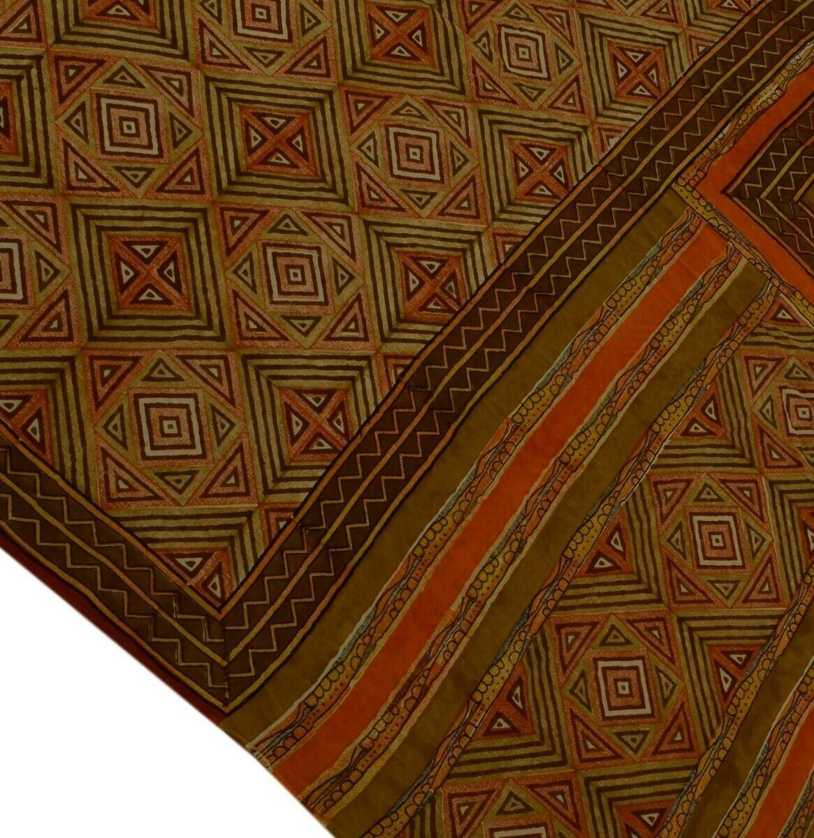Vintage Indian Saree 100% Pure Crepe Silk Printed Soft Scrap Fabric for Craft