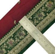 Vintage Sari Border Indian Craft Trim Zari Woven Banarasi Brocade Green Lace