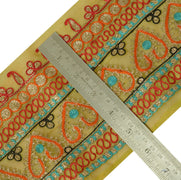 Antique Vintage Saree Border Indian Craft Trim Embroidered Ribbon Lace Green