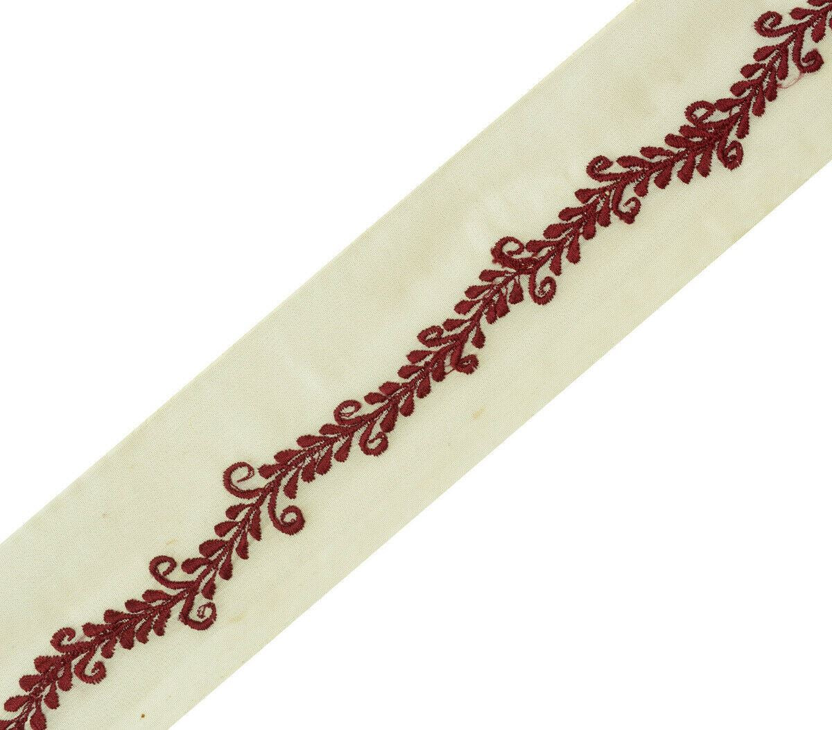 Antique Vintage Saree Border Indian Craft Trim Embroidered Cream Ribbon Lace