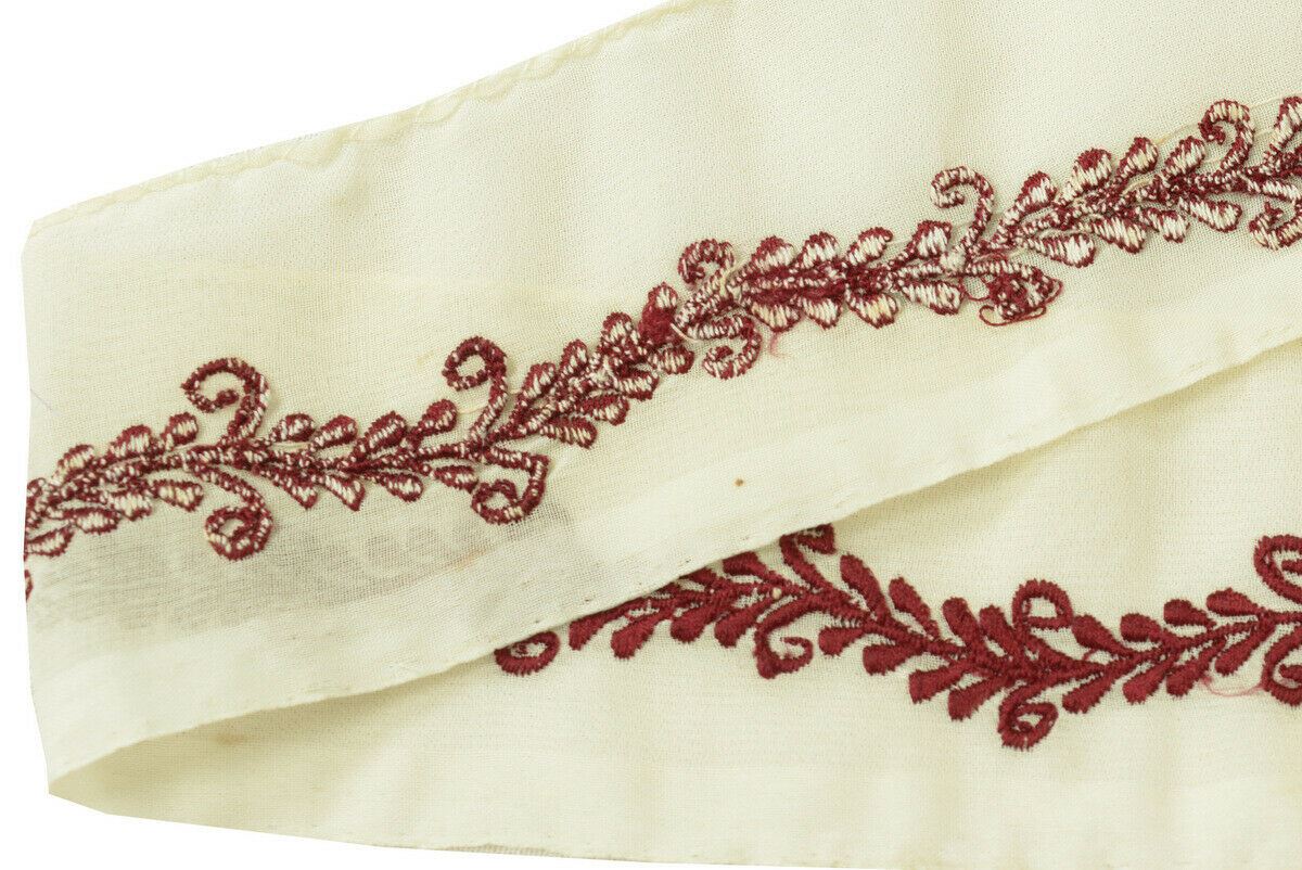 Antique Vintage Saree Border Indian Craft Trim Embroidered Cream Ribbon Lace